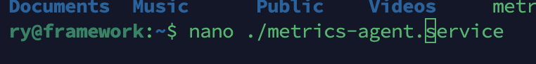 nano editor open with the metrics-agent.service file