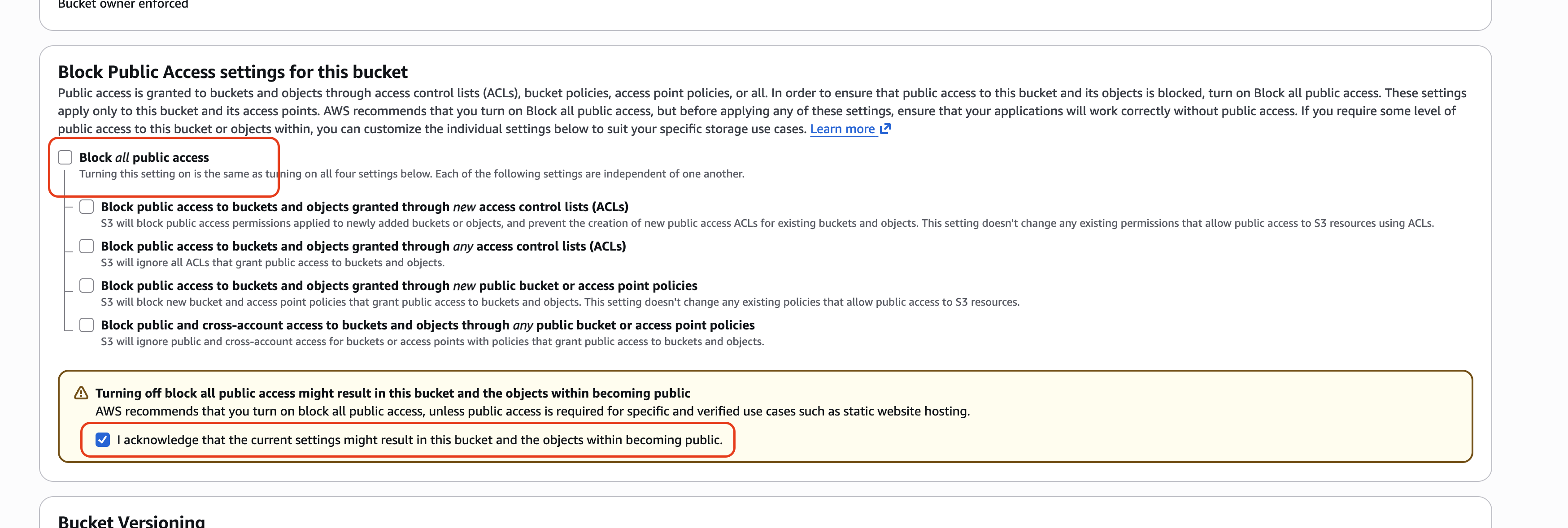 screenshot showing allow public access location