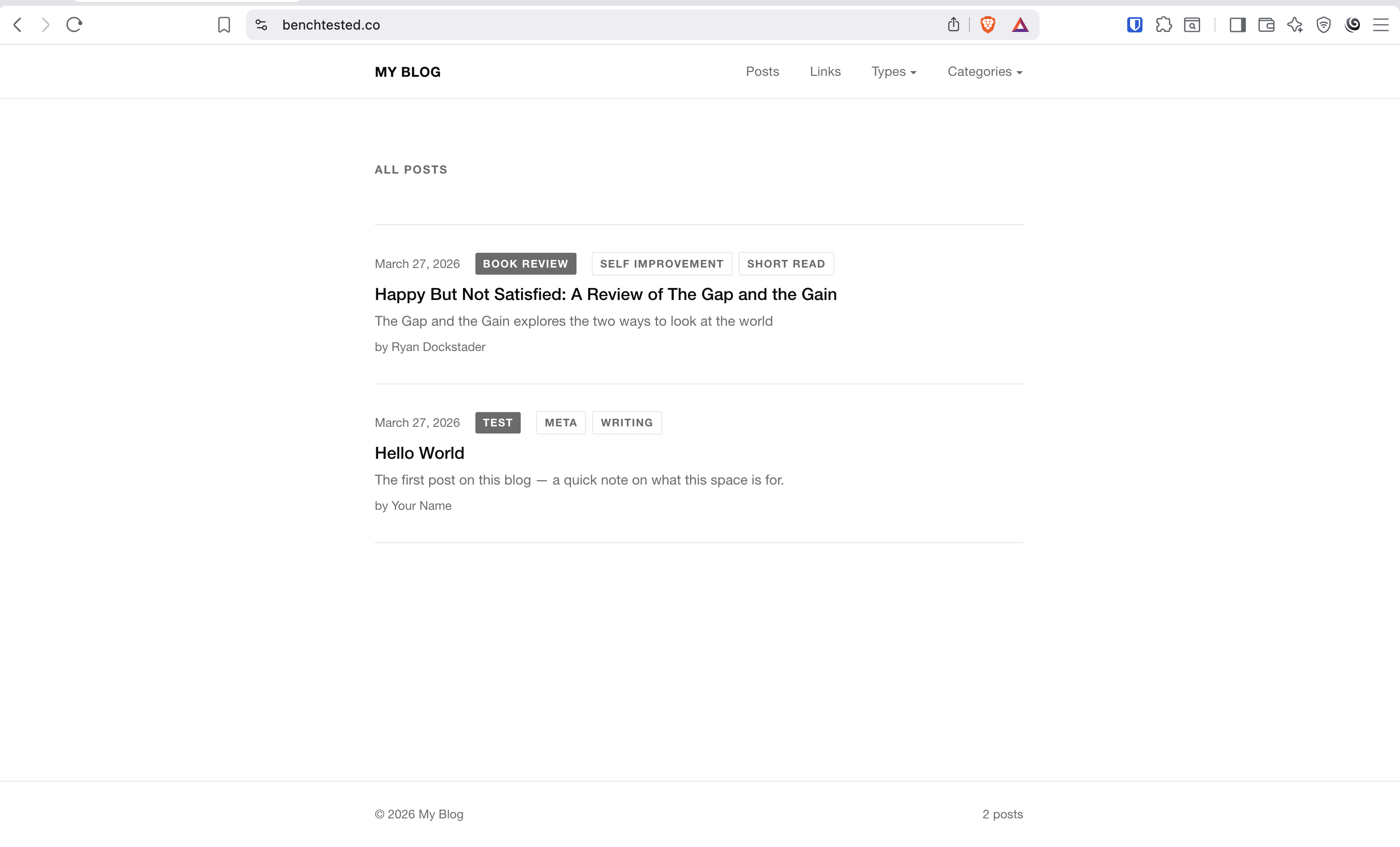 screenshot showing the deployed page